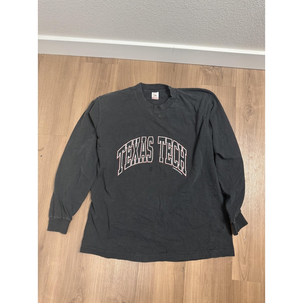 Vintage Texas Tech Red Raiders Shirt Mens XL Black Fruit Of The Loom 1993